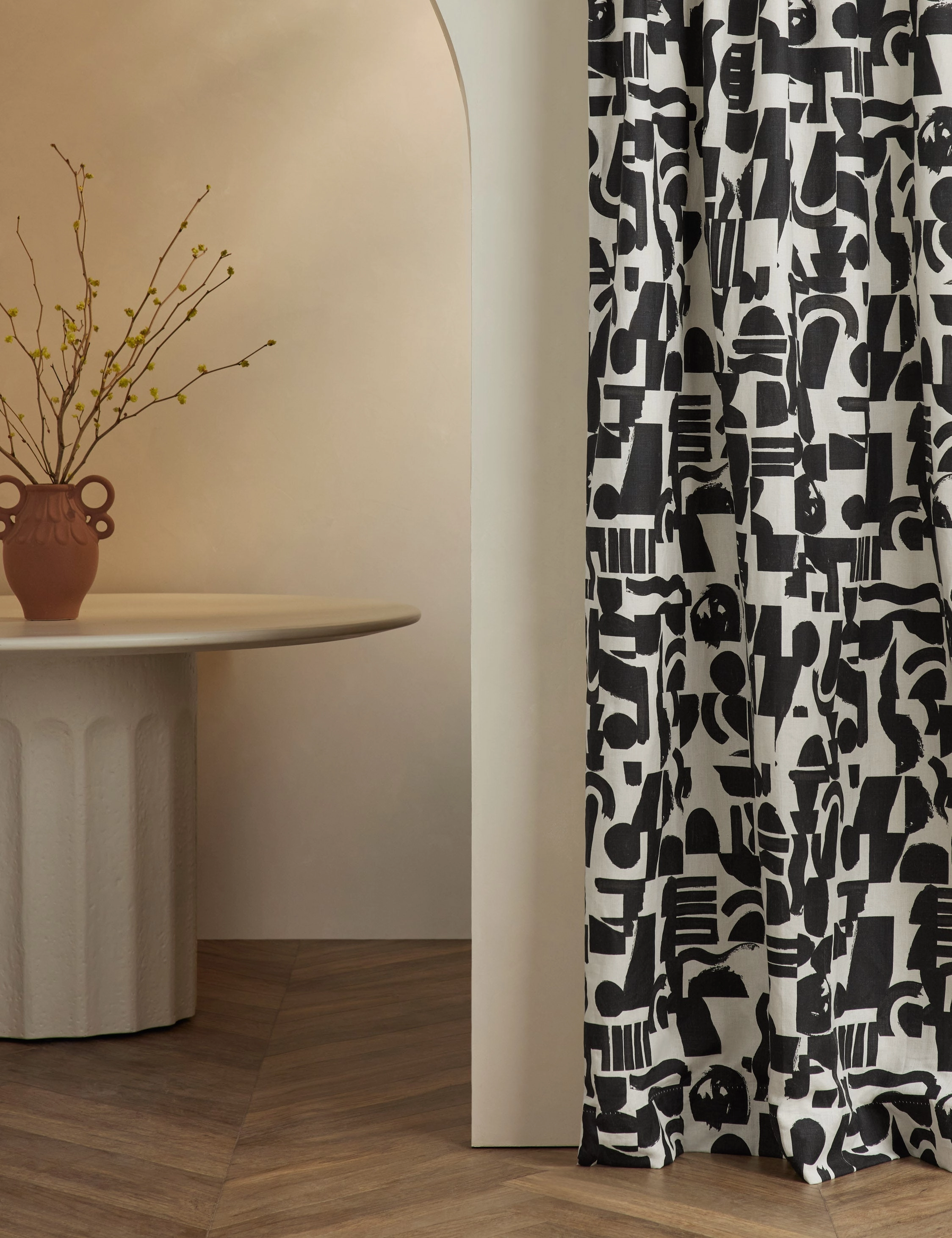 Organic Shapes Linen Curtain Panel by Sarah Sherman Samuel 