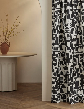 Organic Shapes Linen Curtain Panel by Sarah Sherman Samuel 