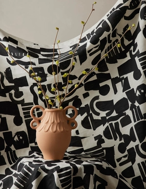 Organic Shapes Linen Fabric by Sarah Sherman Samuel 