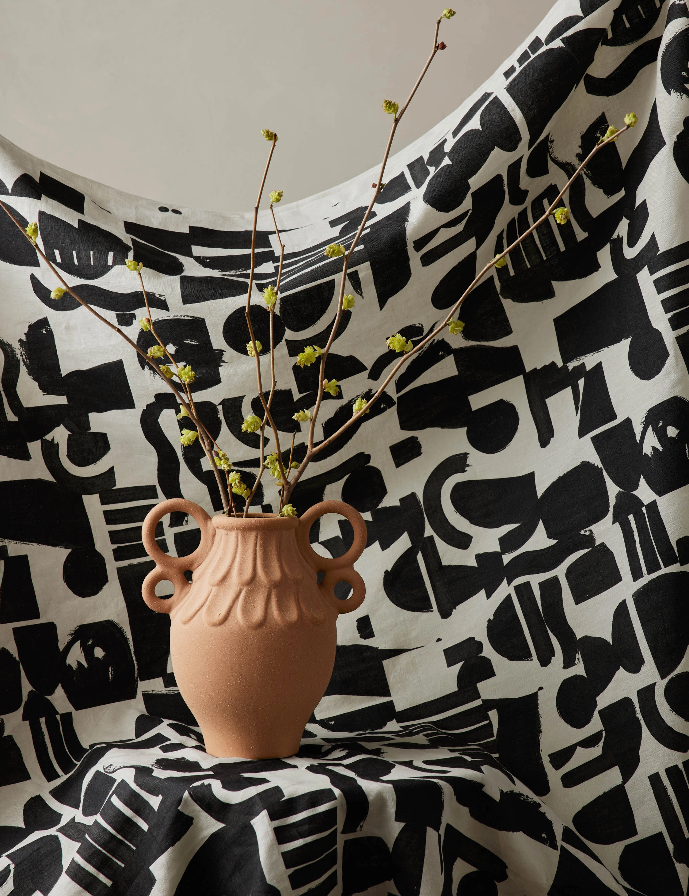 Organic Shapes Linen Fabric by Sarah Sherman Samuel 