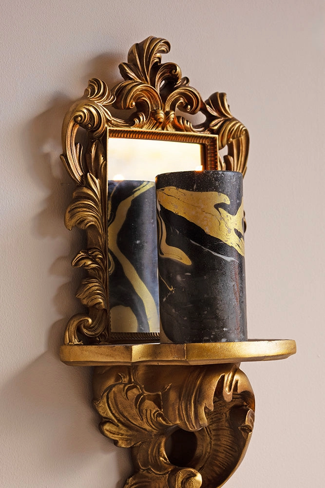 Ornamental Wall Shelf with Mirror