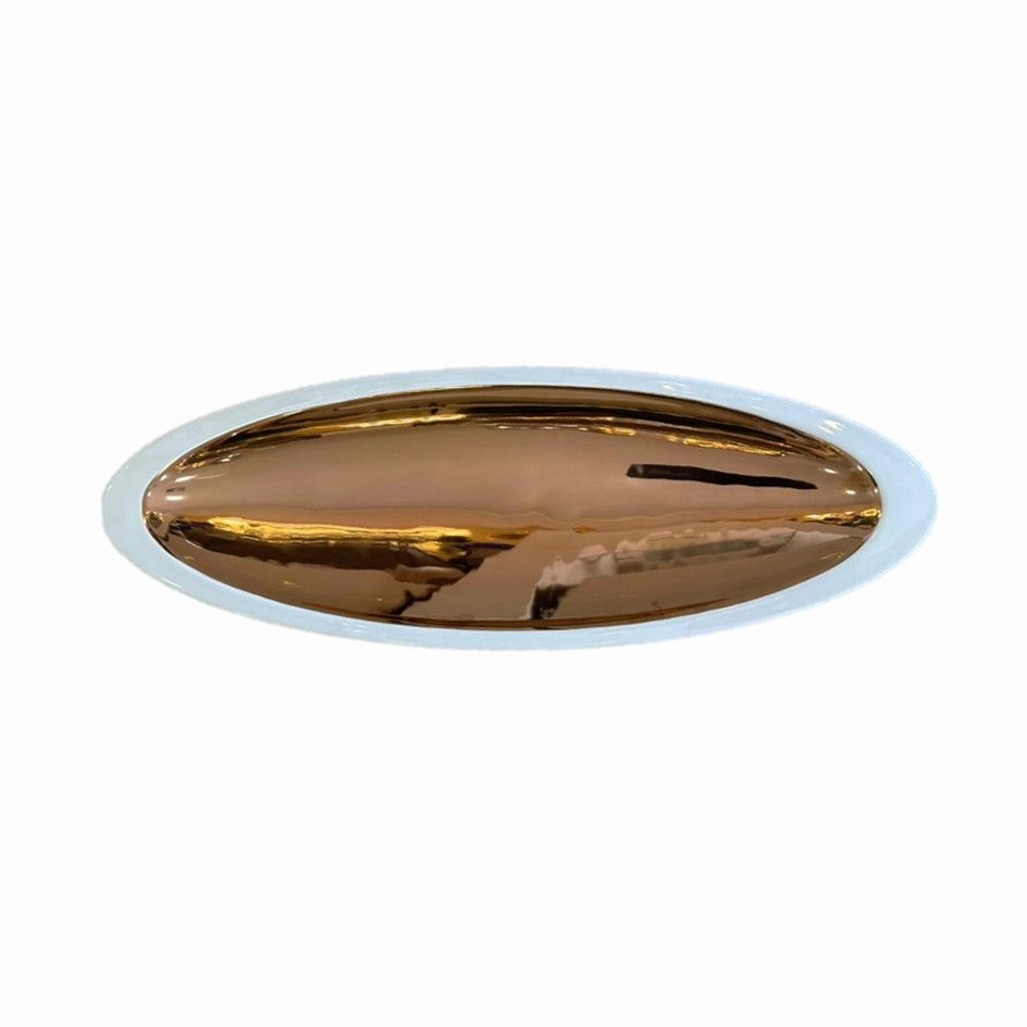 Oval centerpiece greige glossy and antique gold 