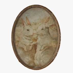 Oval Framed Bunny Duo Print 