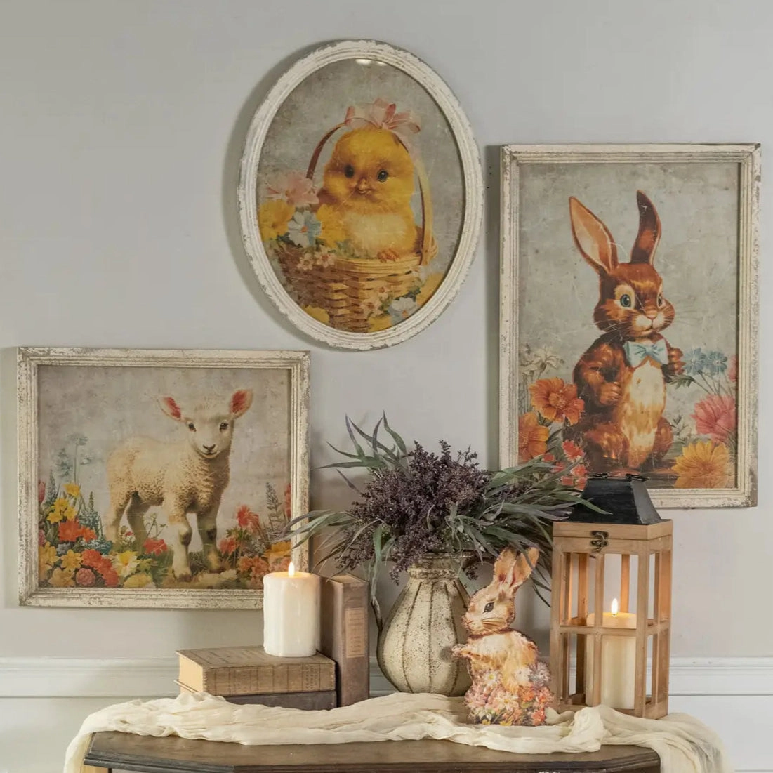 Oval Framed Chick In Basket Print