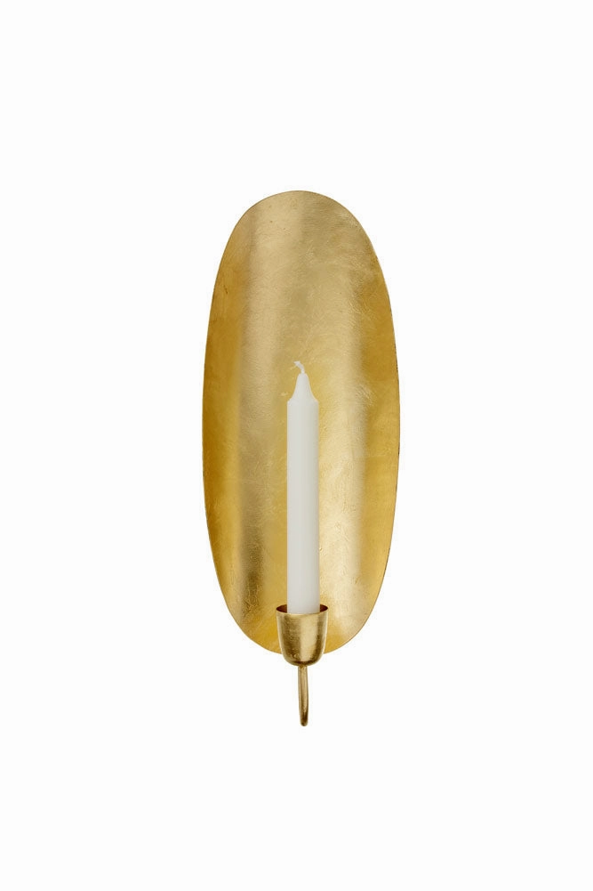 Oval Gold Leaf Candlestick Holder Wall Sconce