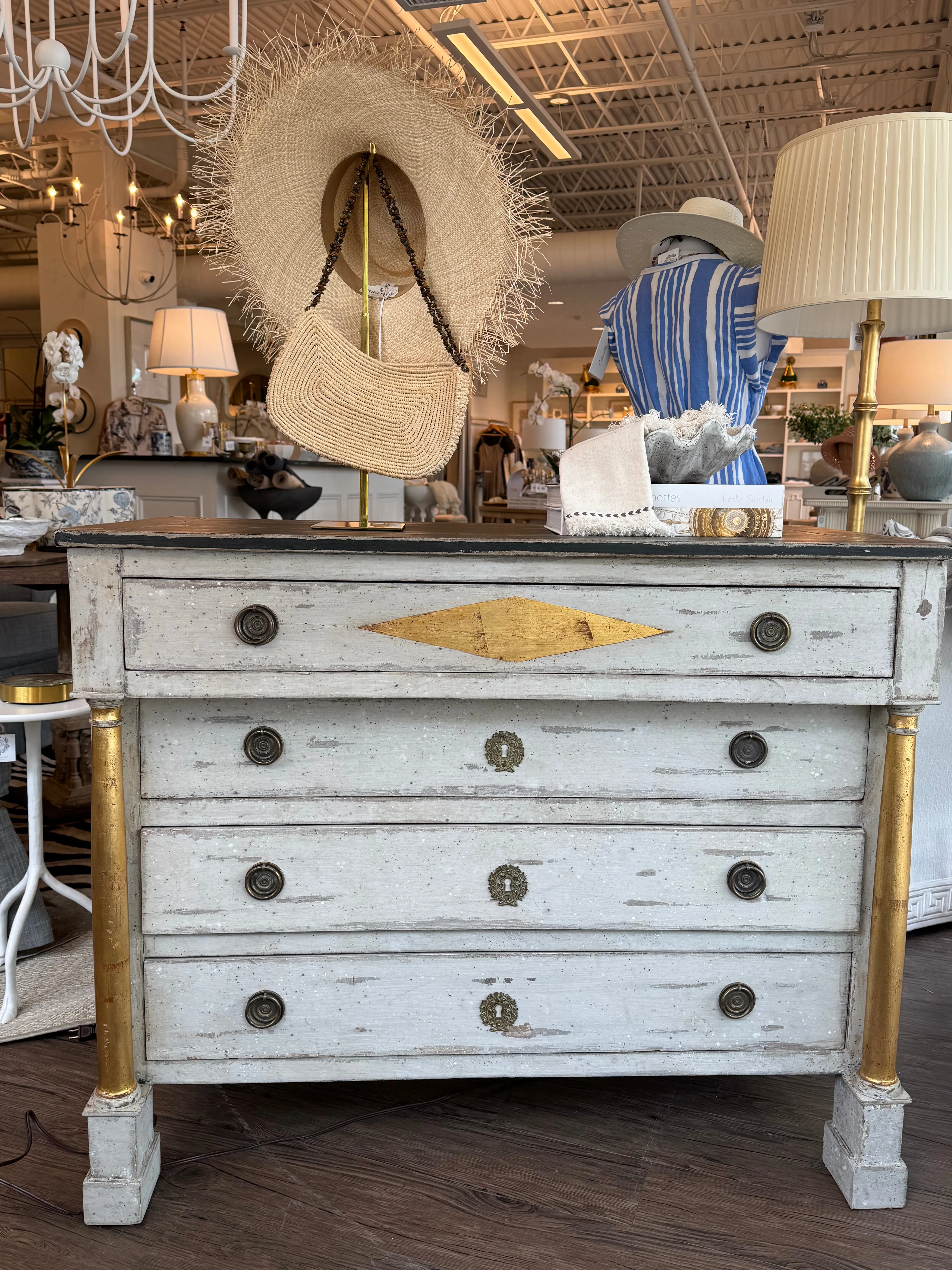Painted Antique 4 Drawer Chest