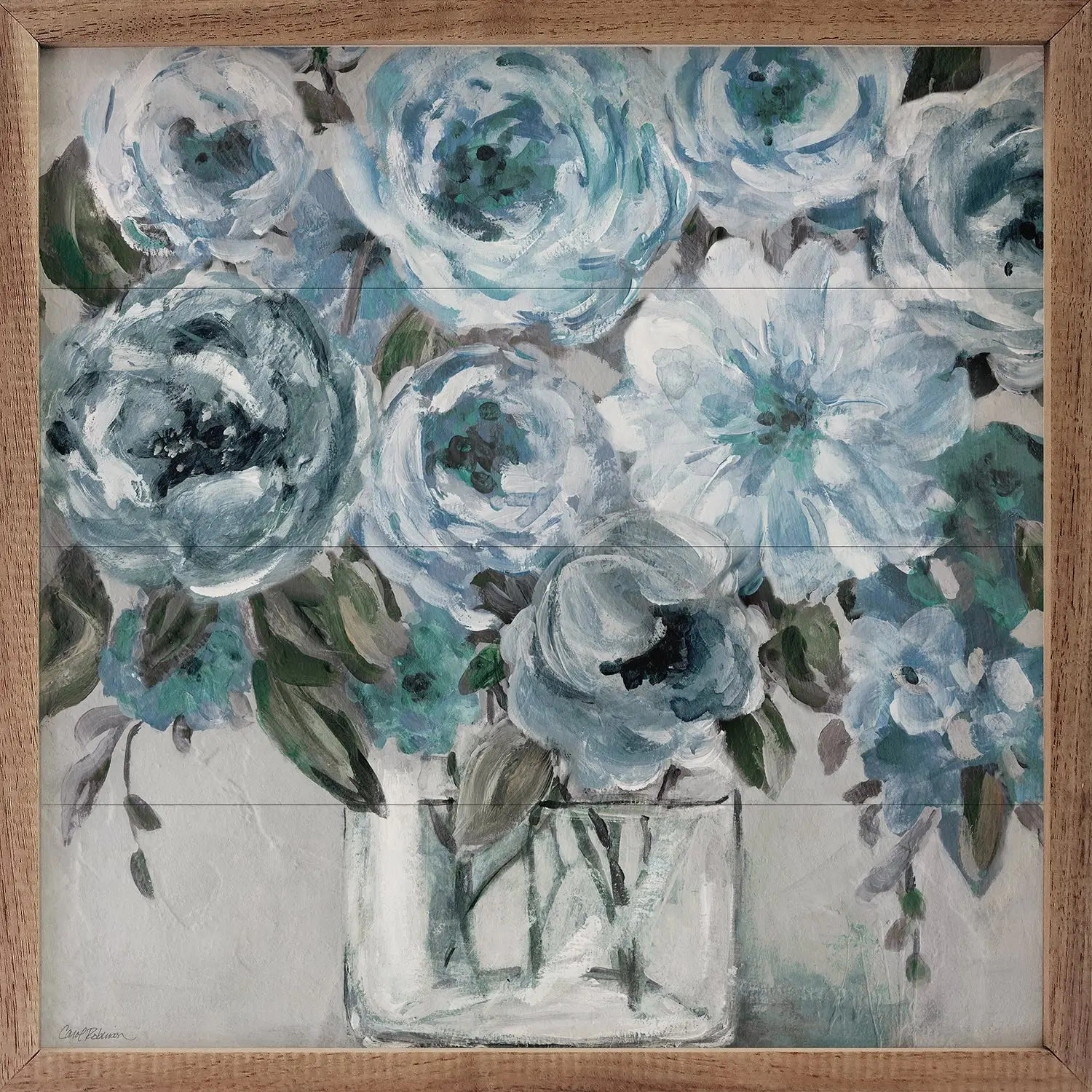 Painterly Blues Wood Framed Print 
