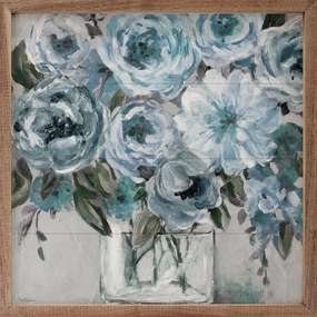 Painterly Blues Wood Framed Print 