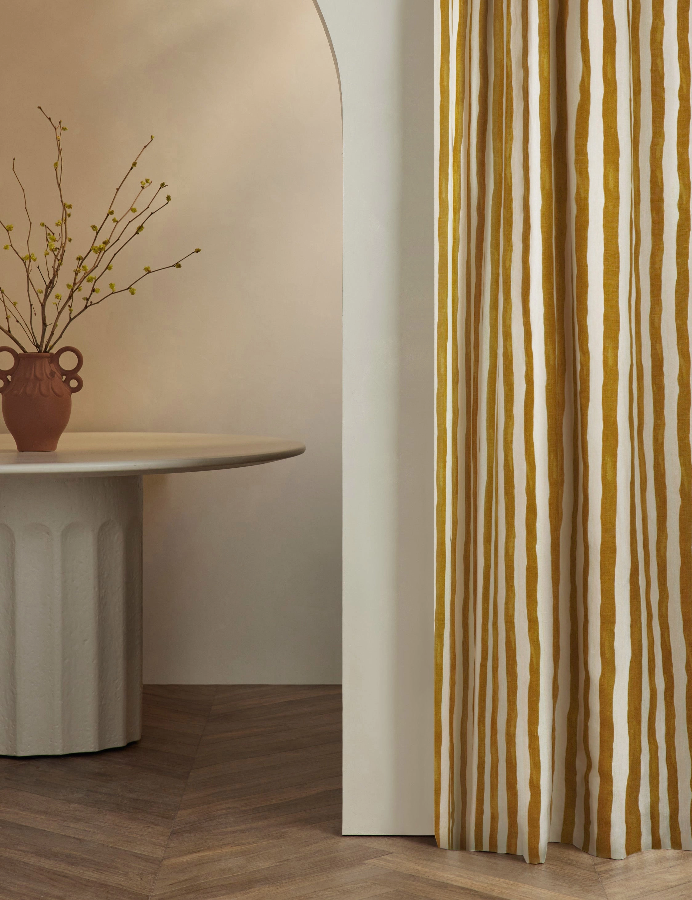 Painterly Stripe Linen Curtain Panel by Sarah Sherman Samuel