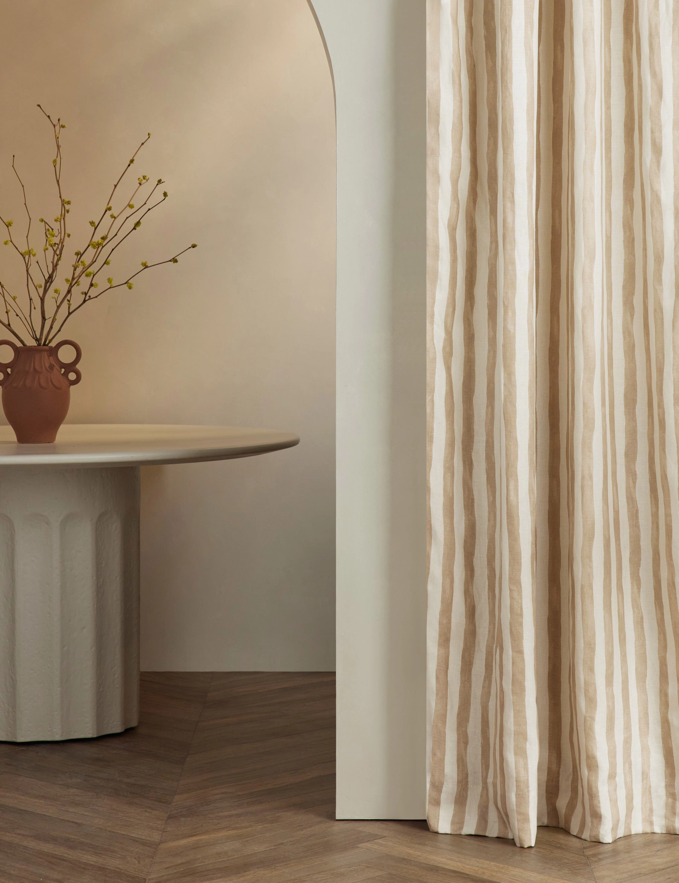 Painterly Stripe Linen Curtain Panel by Sarah Sherman Samuel 