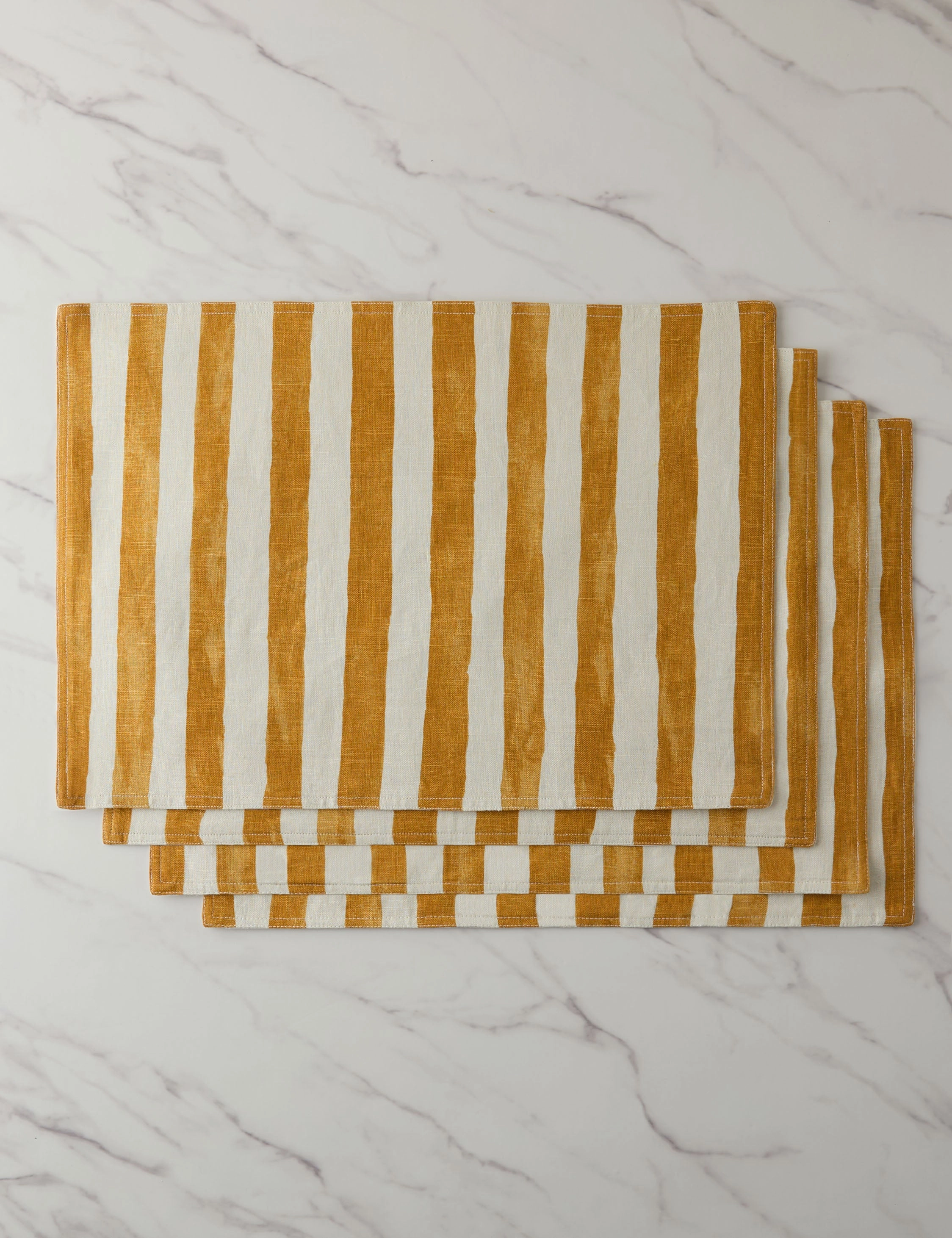 Painterly Stripe Linen Placemats (Set of 4) by Sarah Sherman Samuel 