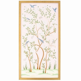 Pale Pink Bird Cage Chinoiserie Mural 