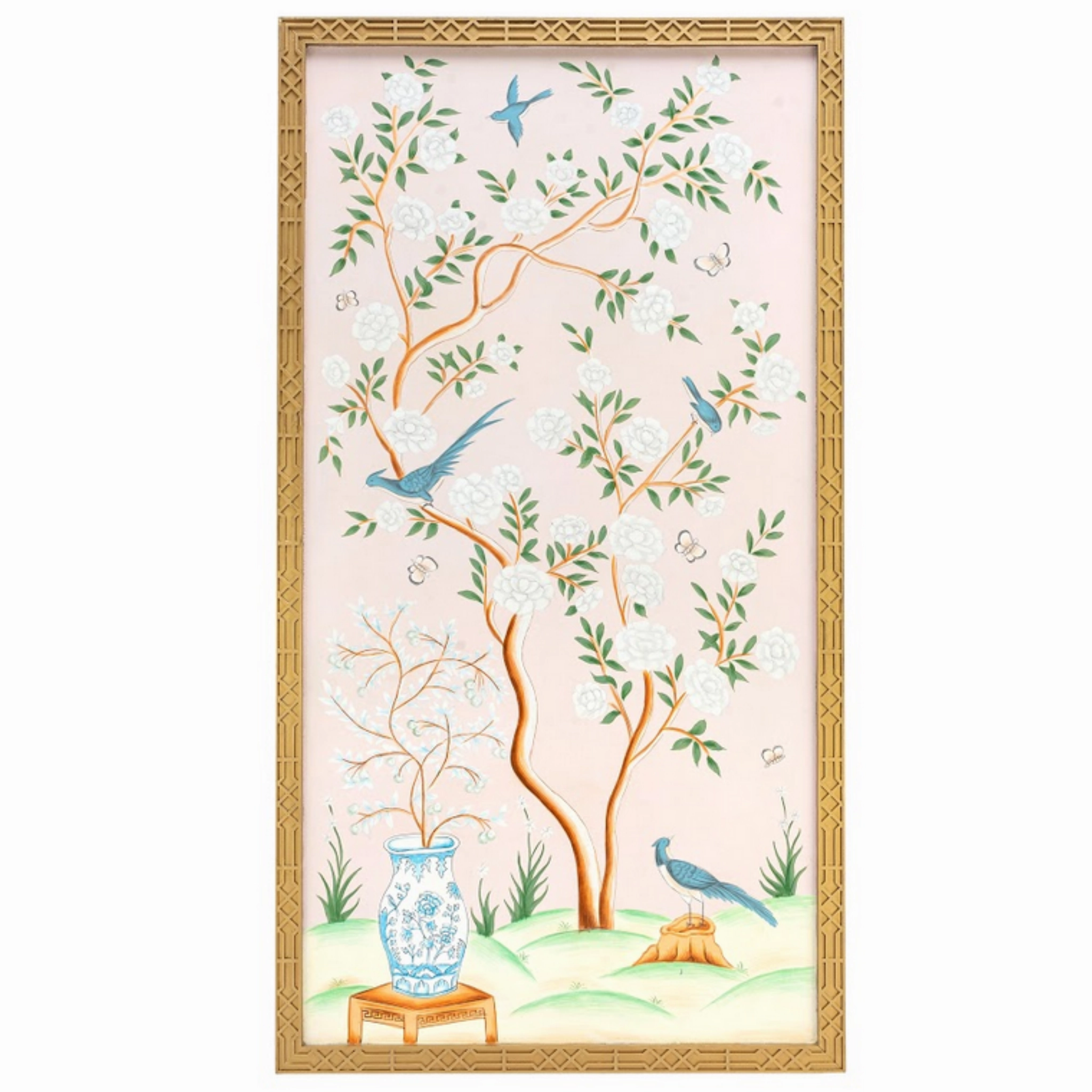 Pale Pink Vase Chinoiserie Mural 