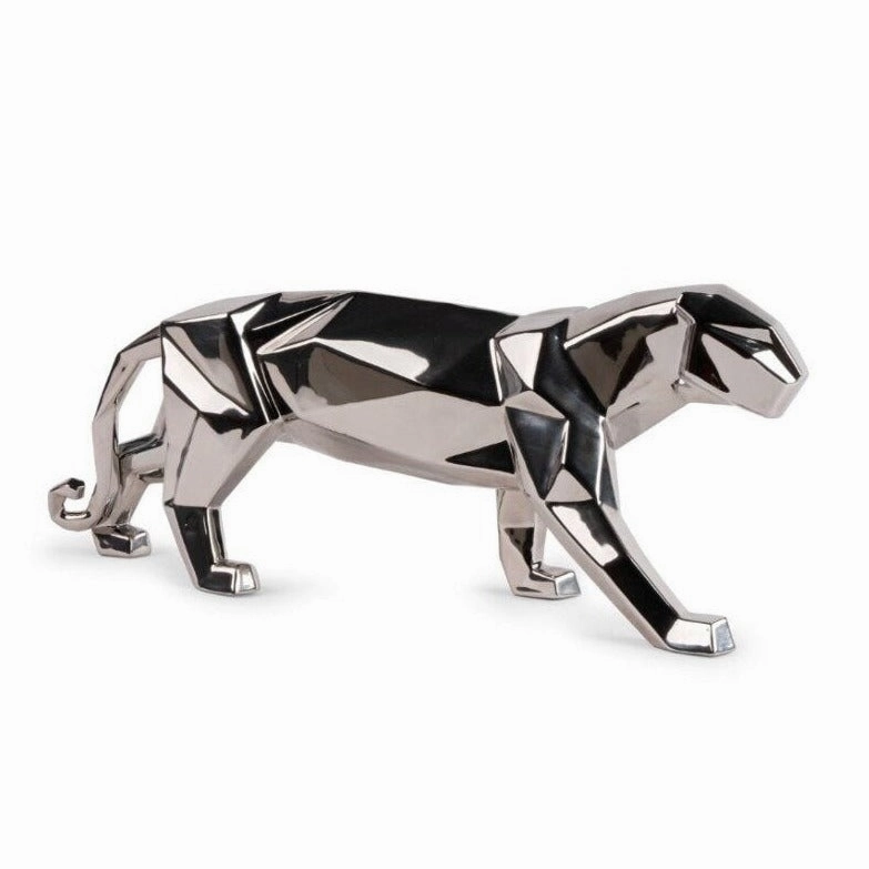 Panther Figurine - Silver Luster 