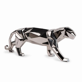 Panther Figurine - Silver Luster 