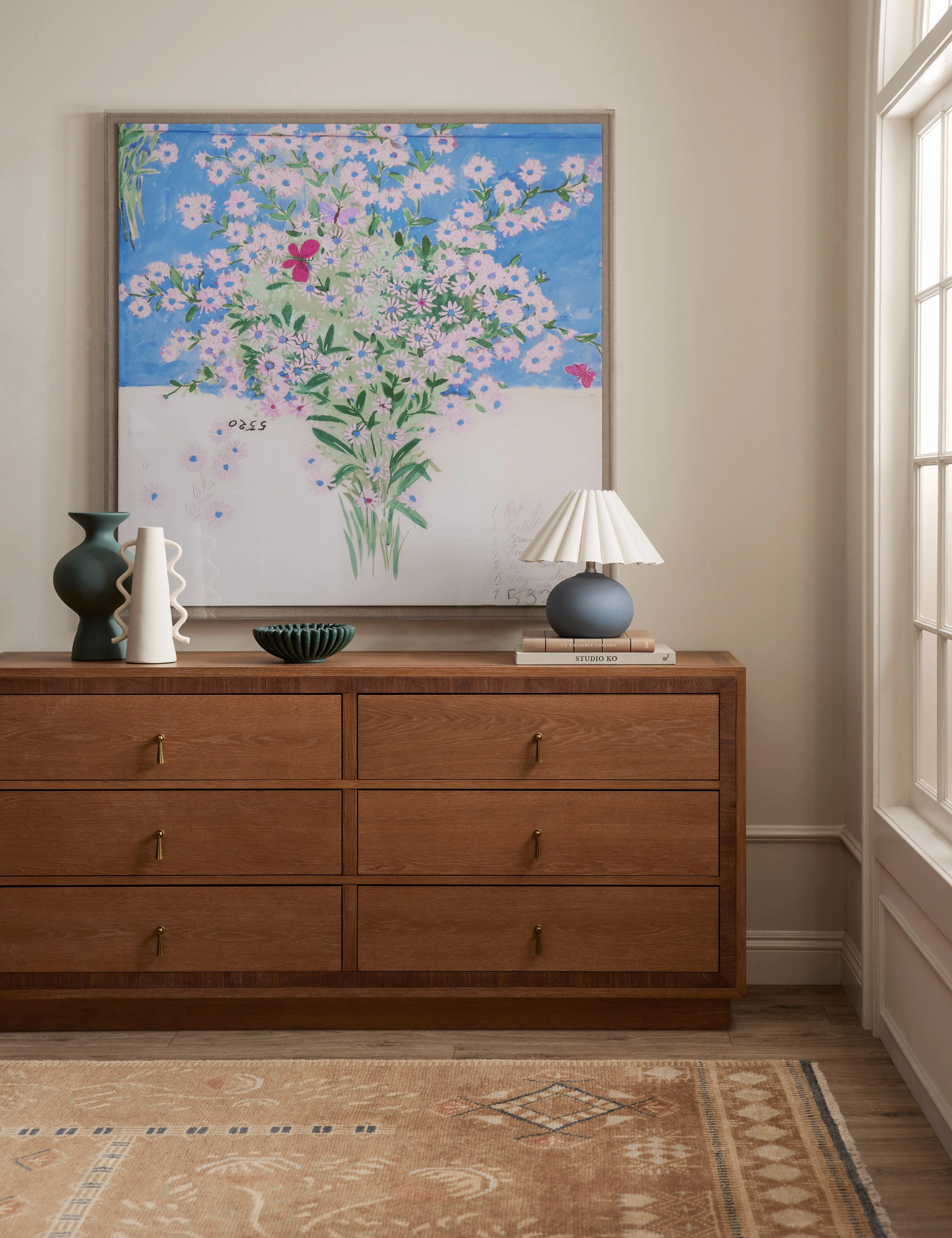 Papillons Et Margeurites Diptych Print by Paule Marrot