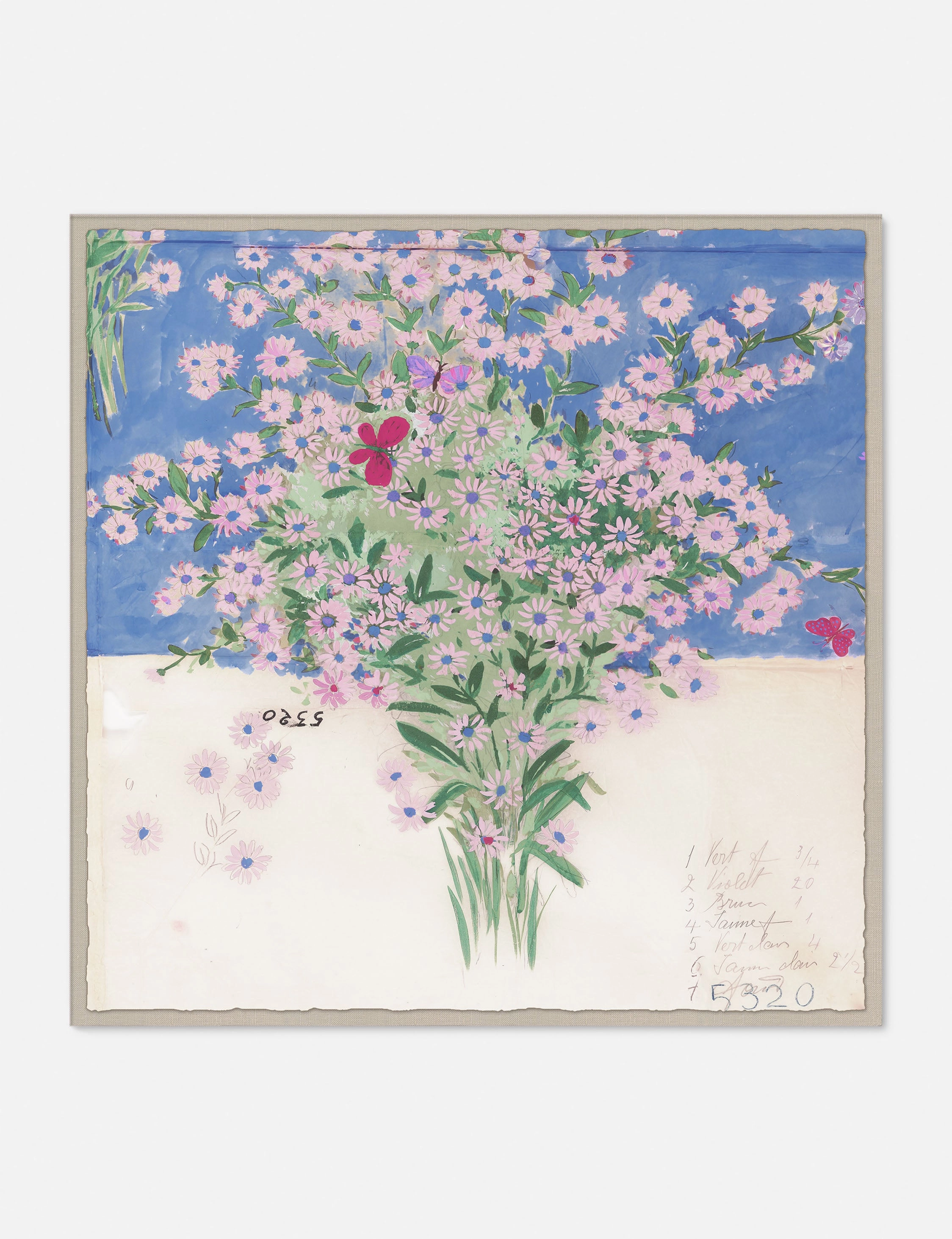 Papillons Et Margeurites Diptych Print by Paule Marrot