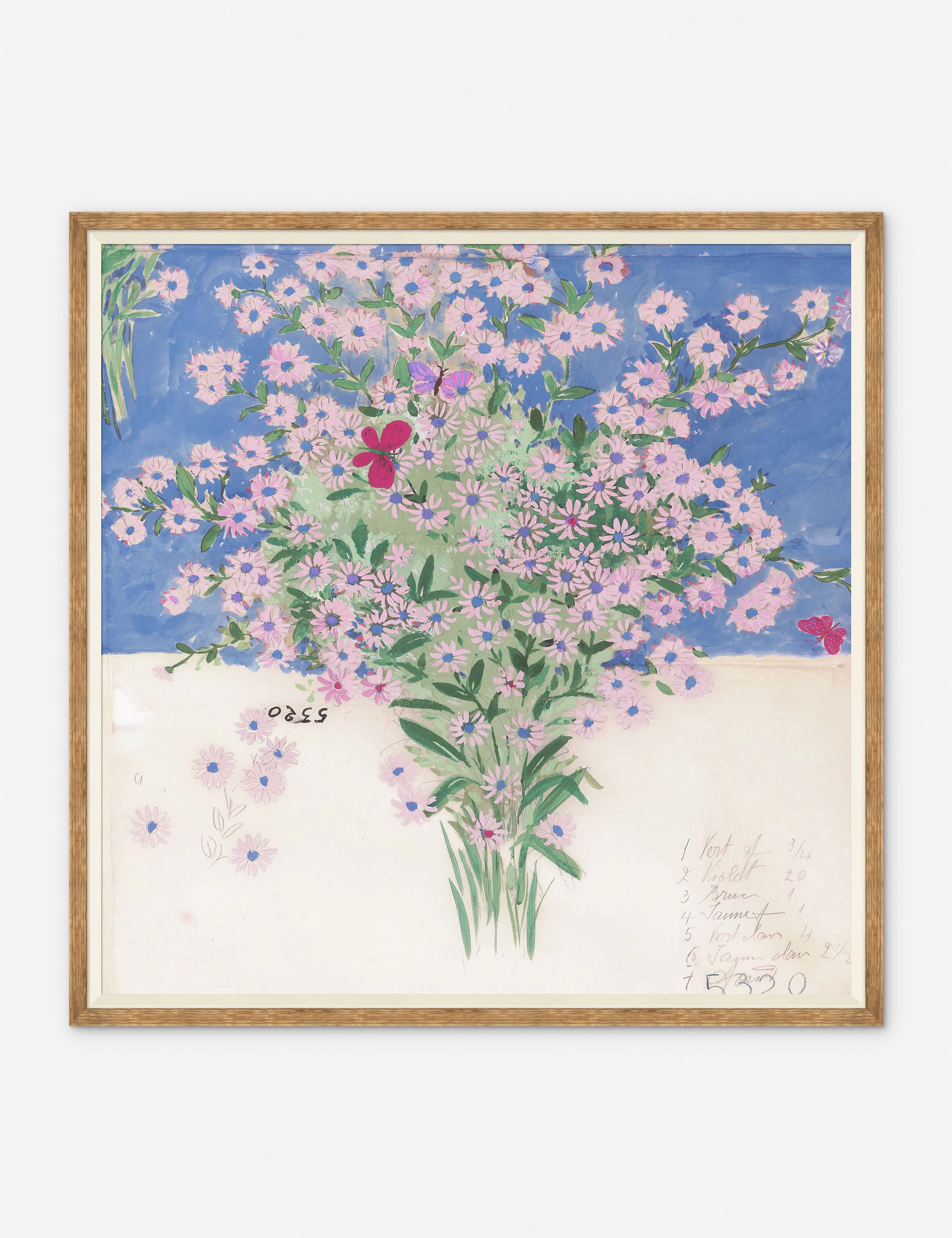Papillons Et Margeurites Diptych Print by Paule Marrot