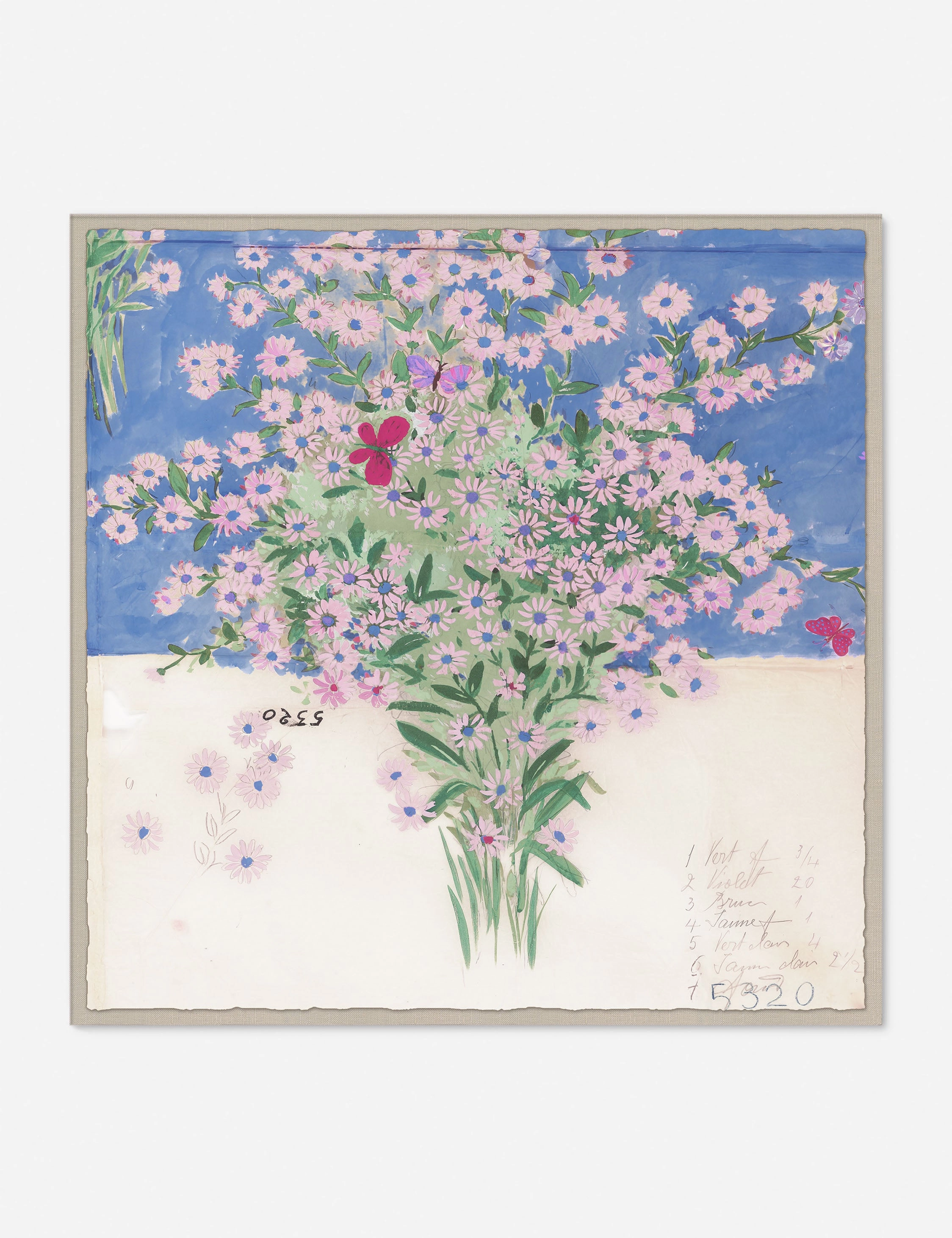 Papillons Et Margeurites Diptych Print by Paule Marrot