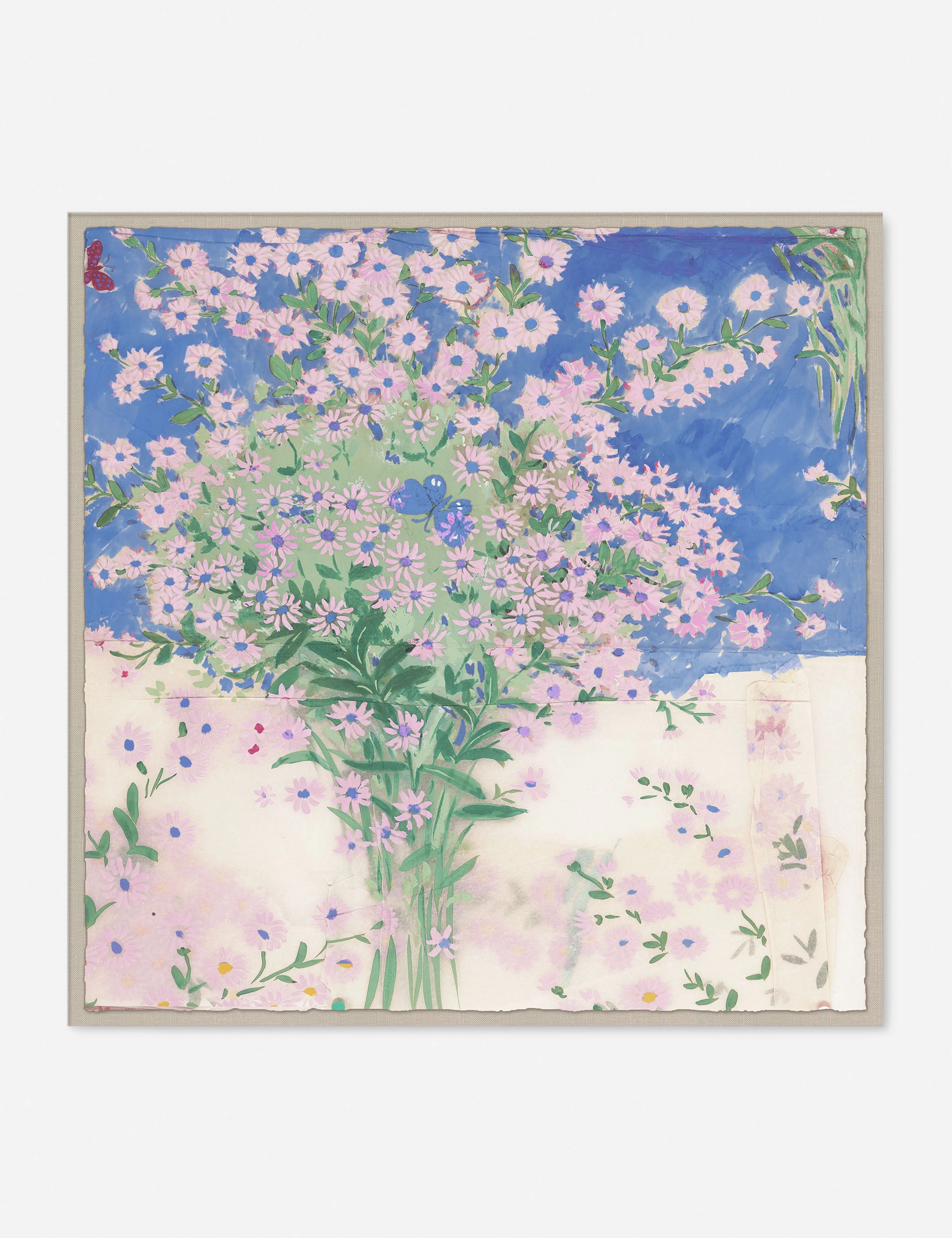 Papillons Et Margeurites Diptych Print by Paule Marrot