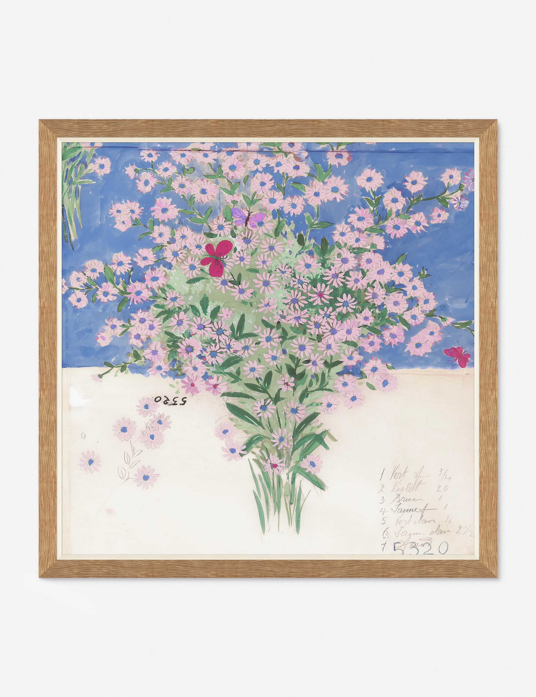 Papillons Et Margeurites Diptych Print by Paule Marrot