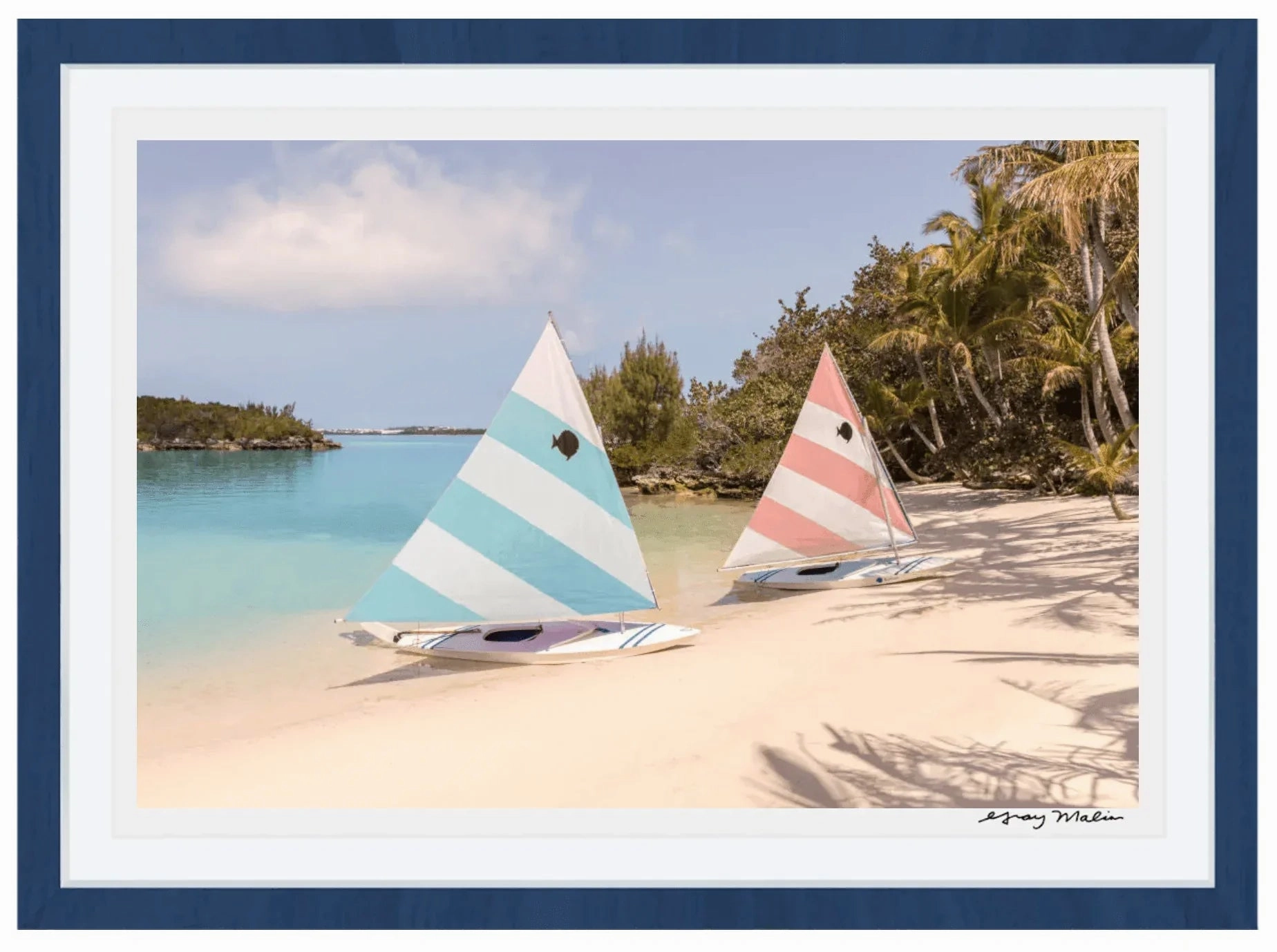 Pastel Blue and Pink Sailboats, Tucker's Town Print by Gray Malin