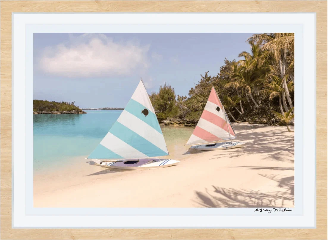 Pastel Blue and Pink Sailboats, Tucker's Town Print by Gray Malin