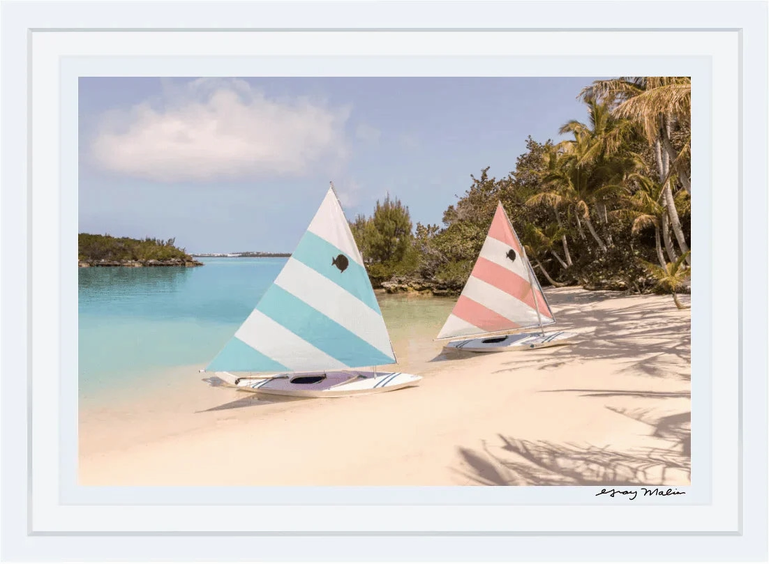 Pastel Blue and Pink Sailboats, Tucker's Town Print by Gray Malin
