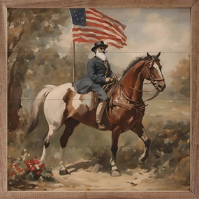 Patriotic Rider Wood Framed Print 