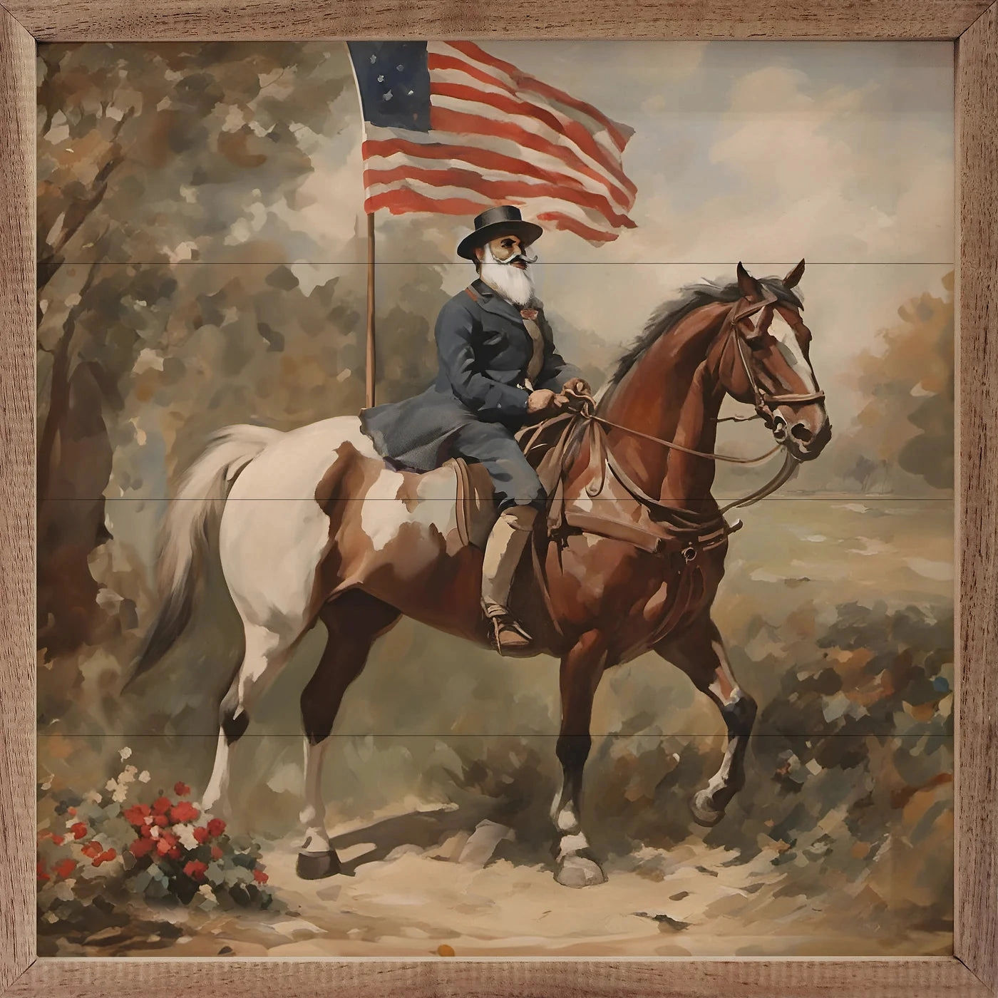 Patriotic Rider Wood Framed Print 