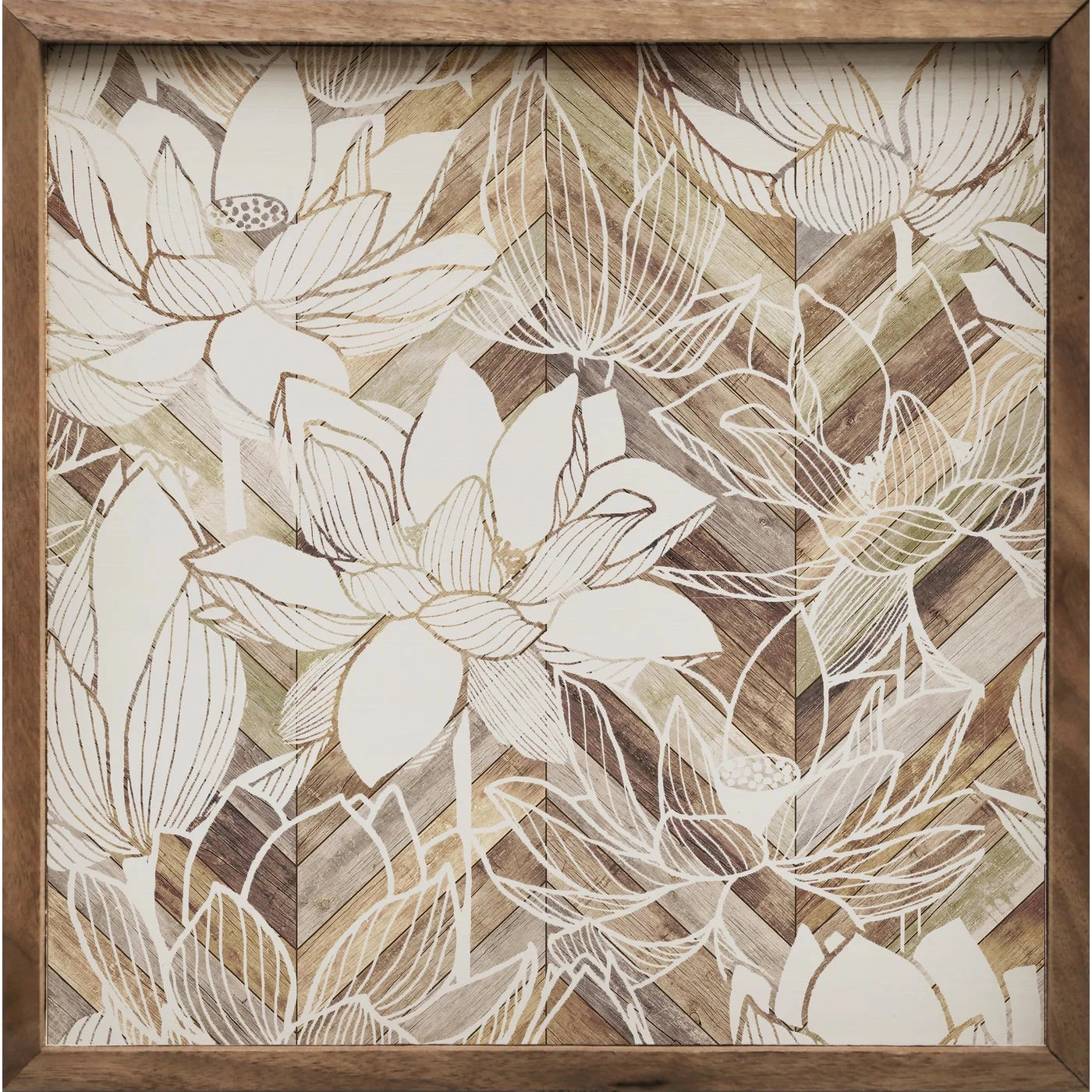 Pattern Lotus Wood Framed Print 