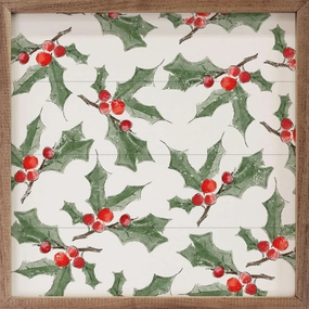 Pattern Mistletoe Wood Framed Print 