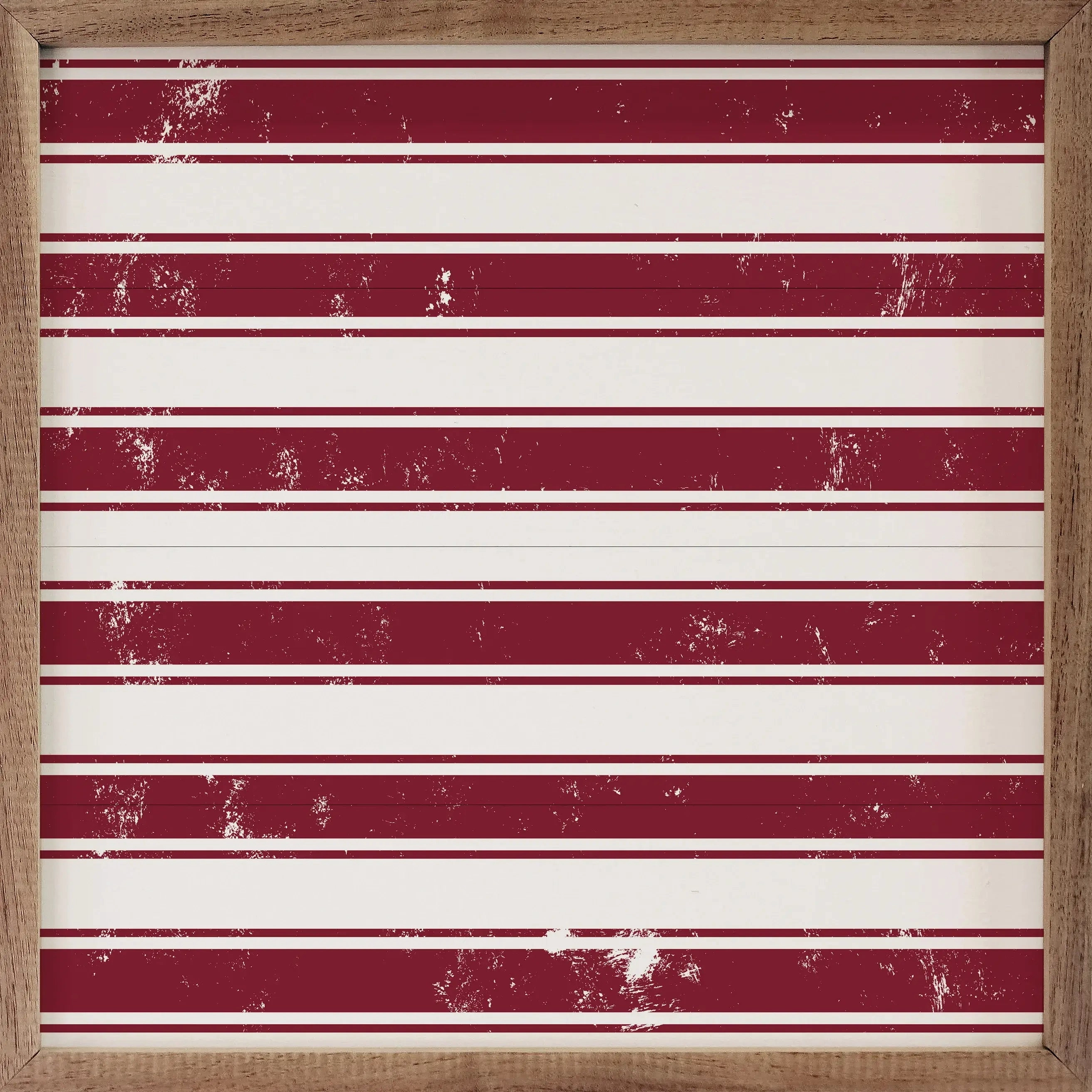 Pattern Red & White Stripes Wood Framed Print 