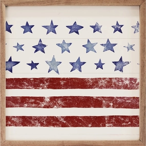 Pattern Stars And Stripes White Wood Framed Print 