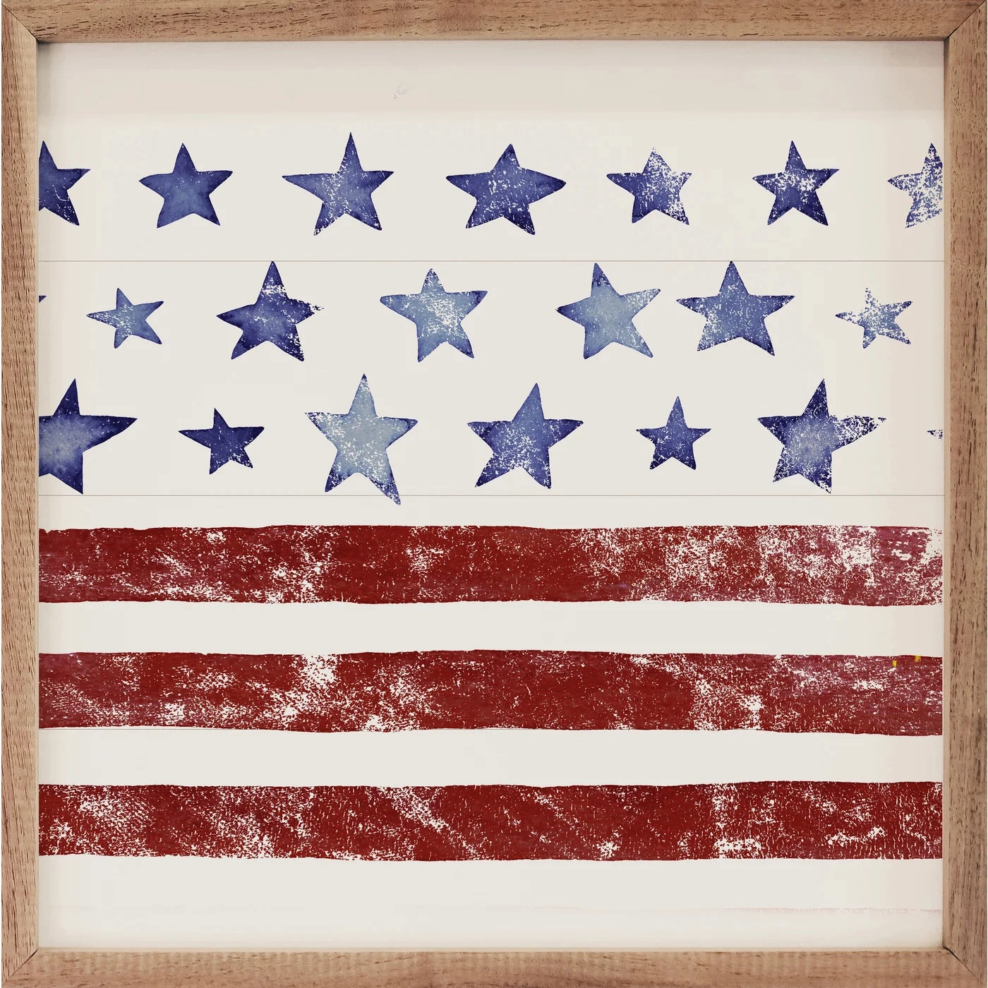 Pattern Stars And Stripes White Wood Framed Print 