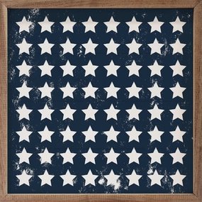 Pattern White Stars On Blue Wood Framed Print 