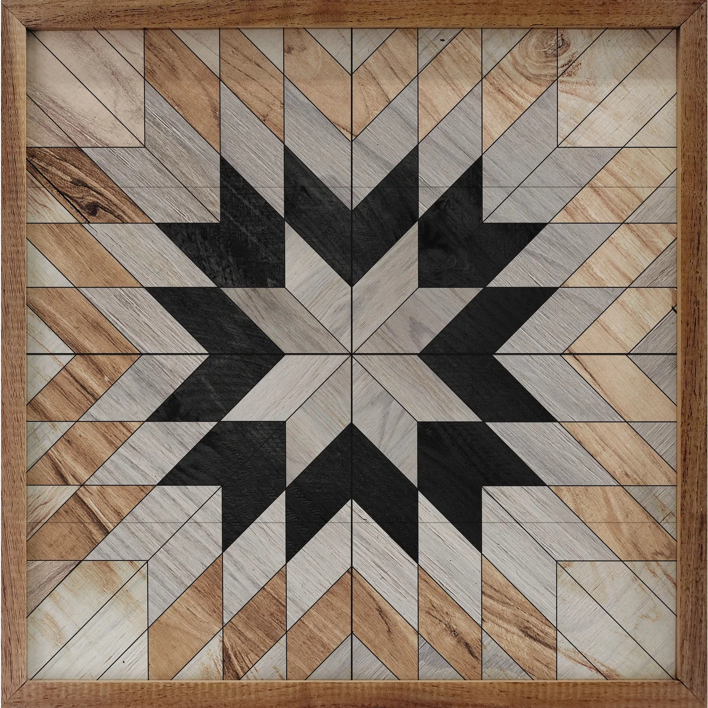 Pattern Wooden Star Wood Framed Print 