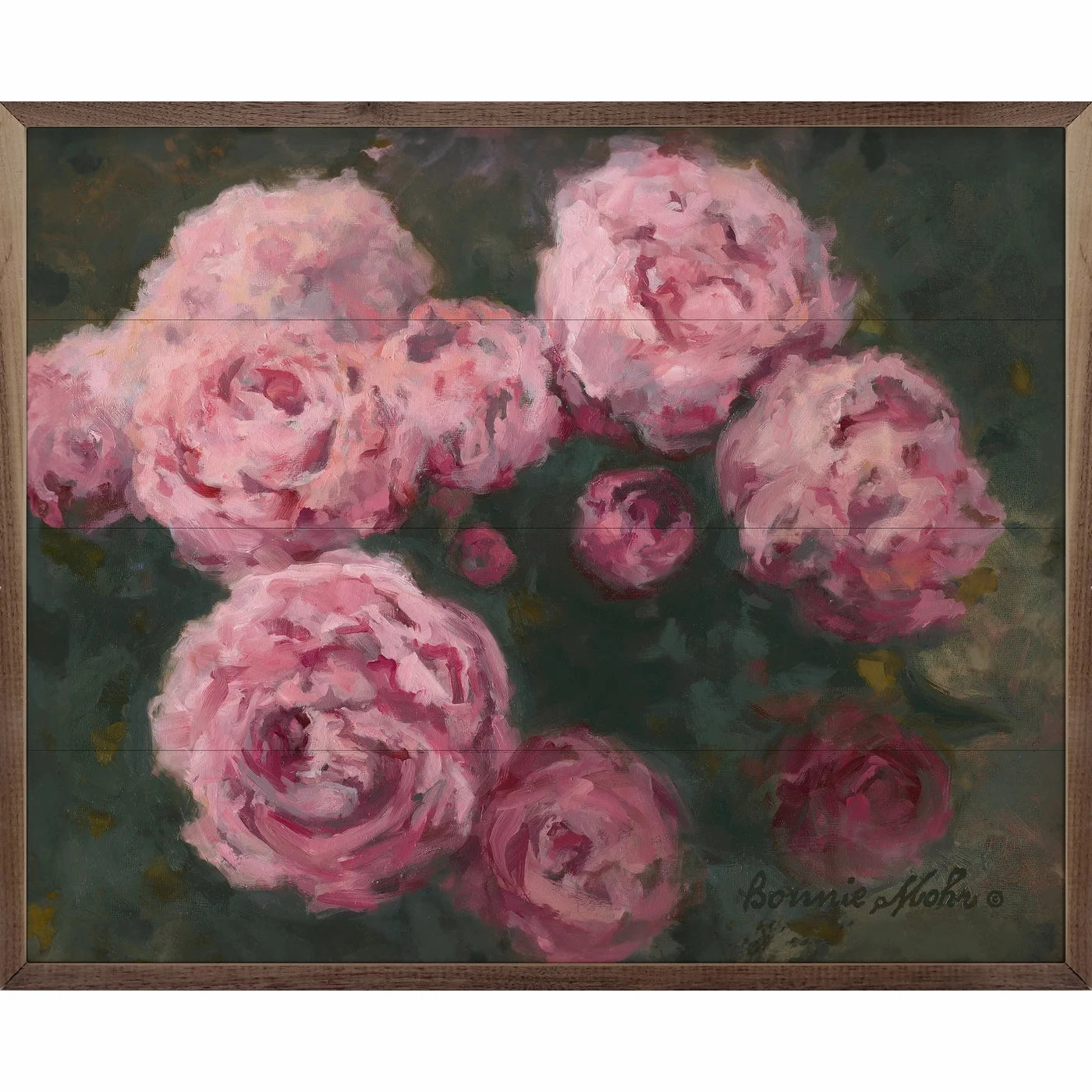 Peonies Magenta By Bonnie Mohr Wood Framed Print 