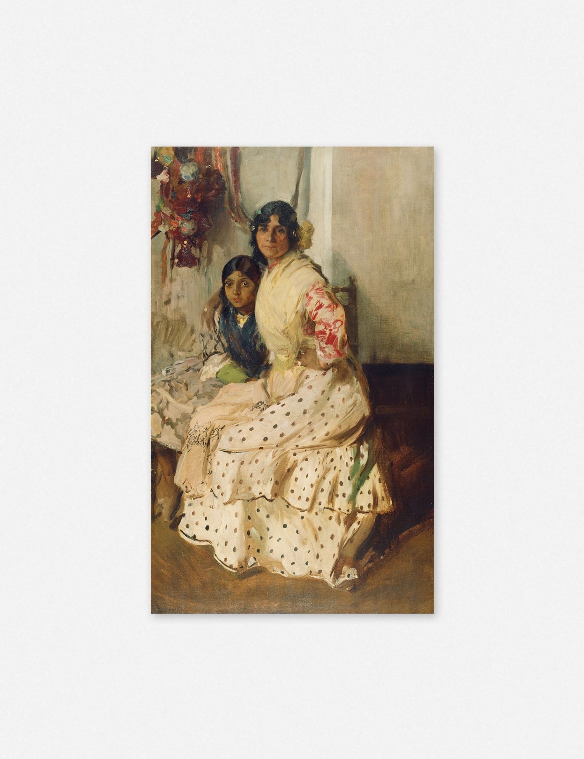 Pepilla and Her Daughter Wall Art by Joaqun Sorolla y Bastida Gold