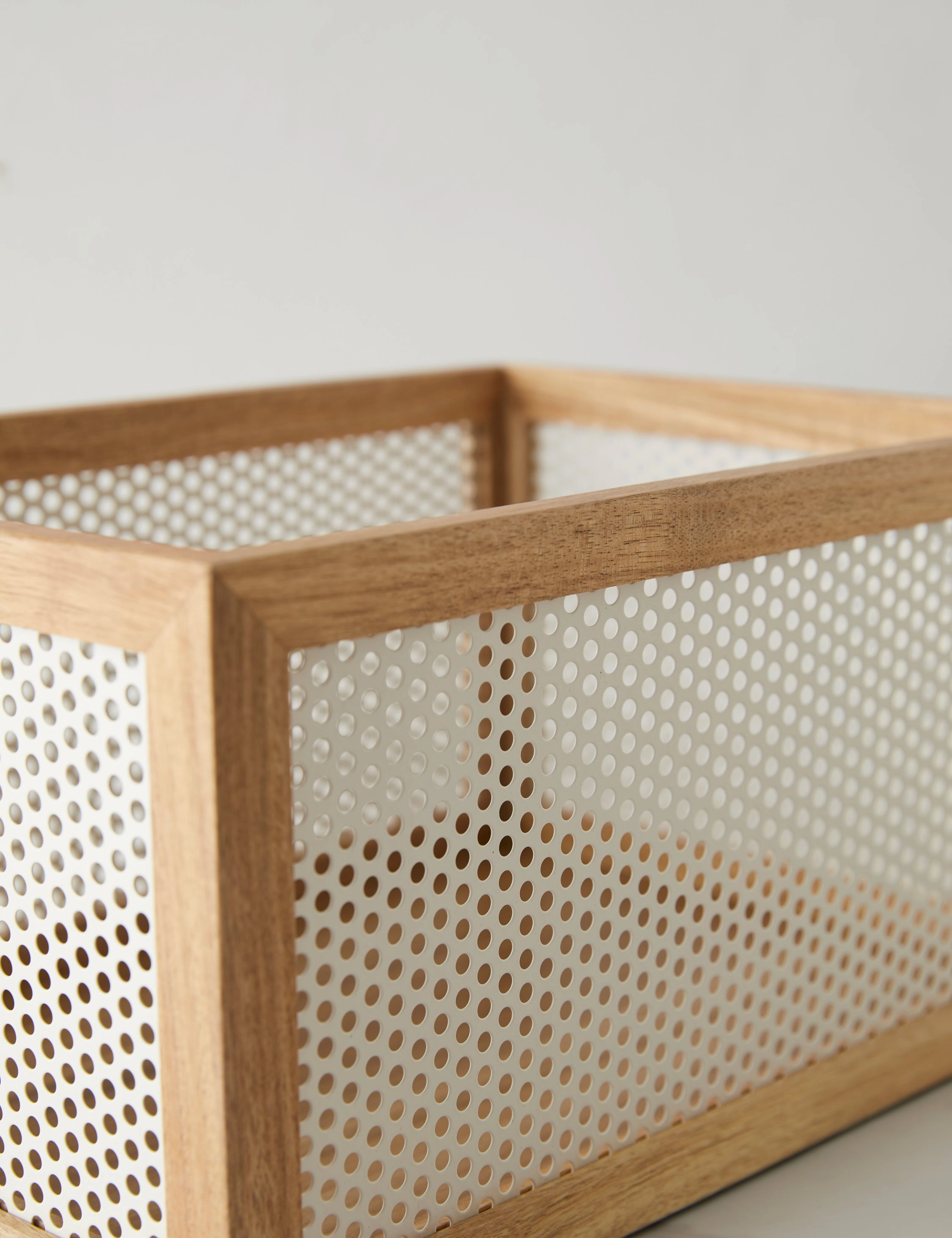 Perforated Acacia Basket by NEAT Method