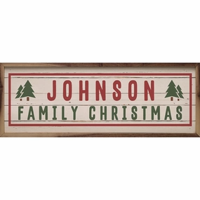 Personalized Name Family Christmas Wood Framed Print 