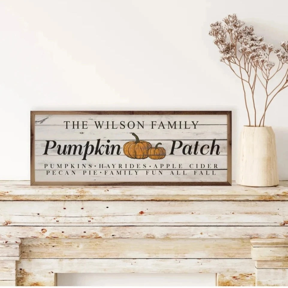 Personalized Name Pumpkin Patch Wood Framed Print 