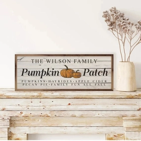 Personalized Name Pumpkin Patch Wood Framed Print 
