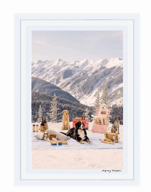 Picnic Party Vertical on the Top of Aspen Mountain Print by Gray Malin