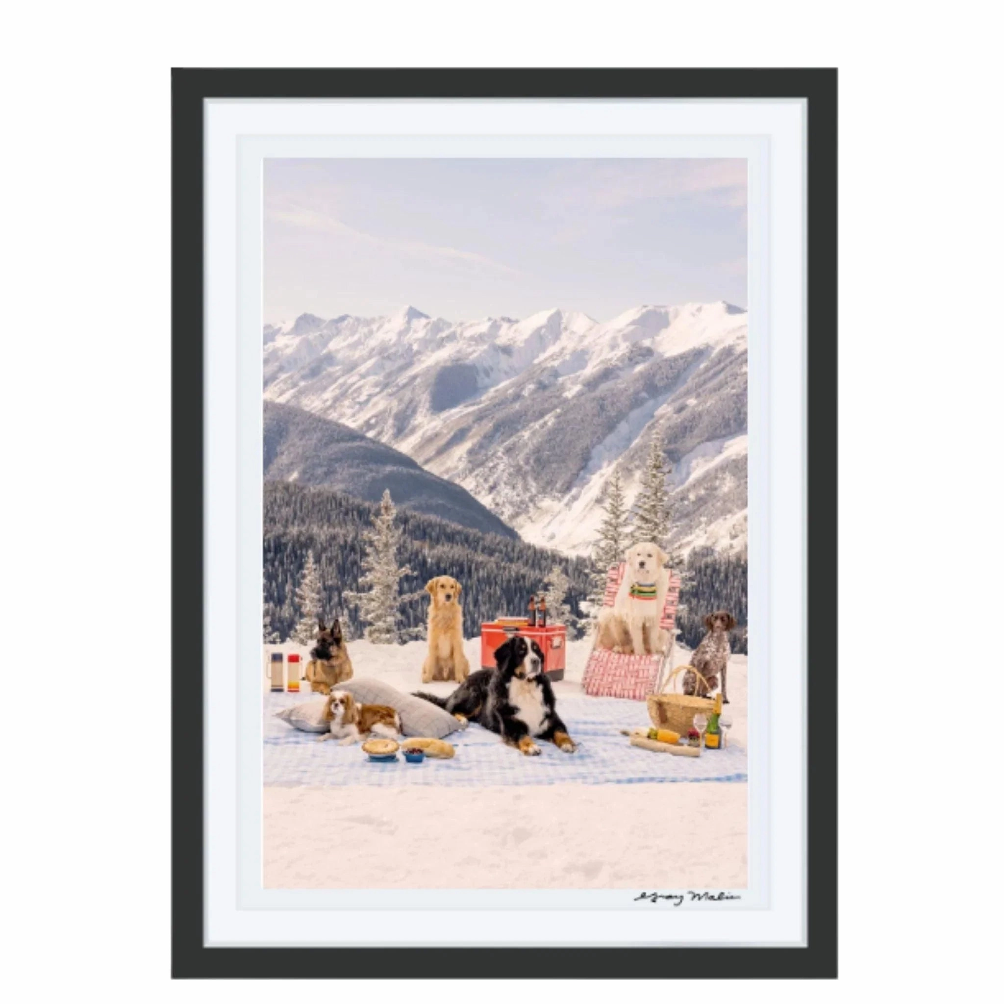 Picnic Party Vertical on the Top of Aspen Mountain Print by Gray Malin