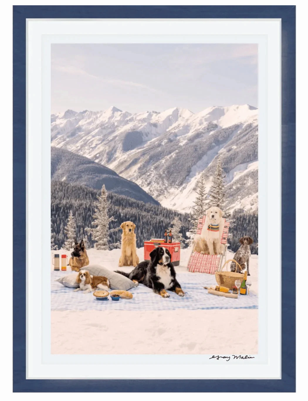 Picnic Party Vertical on the Top of Aspen Mountain Print by Gray Malin
