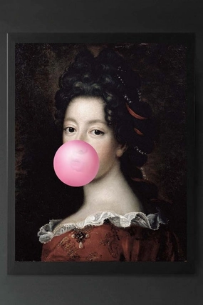 Pink Bubblegum Traditional Lady Portrait Canvas 