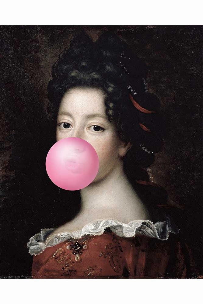 Pink Bubblegum Traditional Lady Portrait Canvas