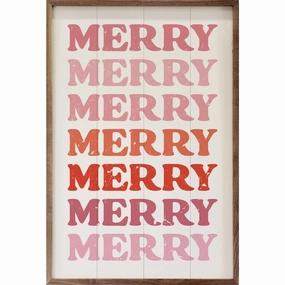 Pink Merry Repeat White Wood Framed Print 