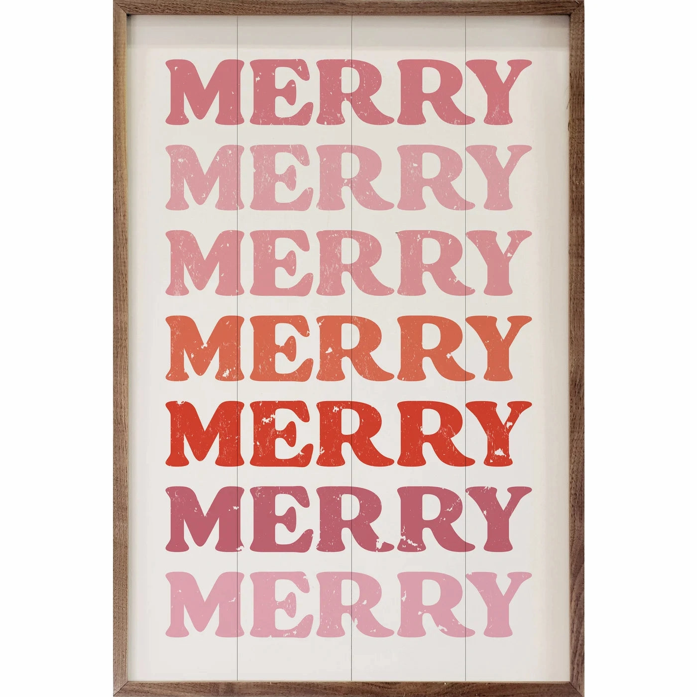 Pink Merry Repeat White Wood Framed Print 